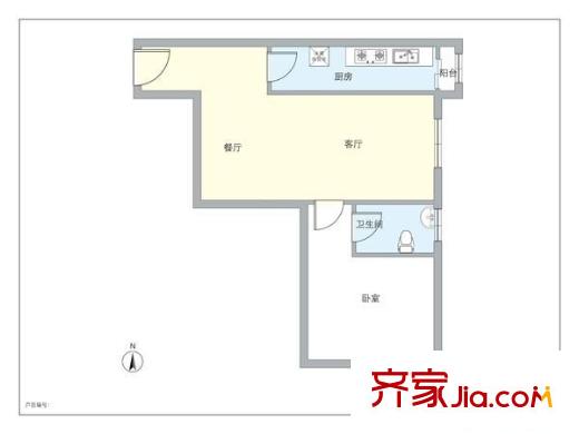 金蝉南里 1室 户型图
