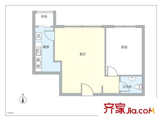 金蝉南里 1室 户型图