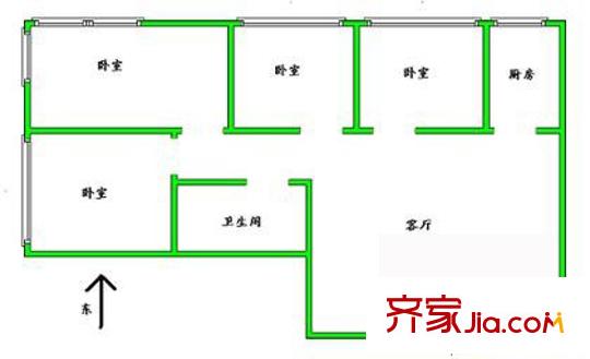 理想大厦户型图户型图 4室1厅1卫1厨
