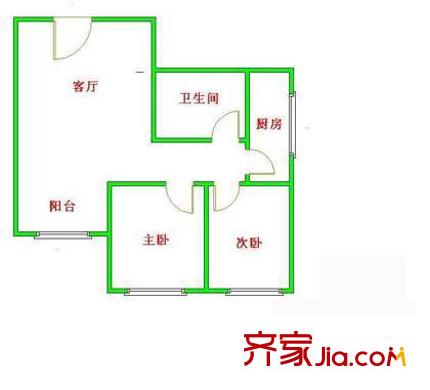 理想大厦户型图户型图 2室1厅1卫1厨