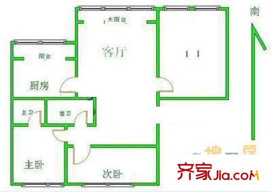 迪阳公寓户型图户型图 3室2厅2卫1厨