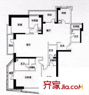 迪阳公寓户型图户型图 3室2厅3卫1厨