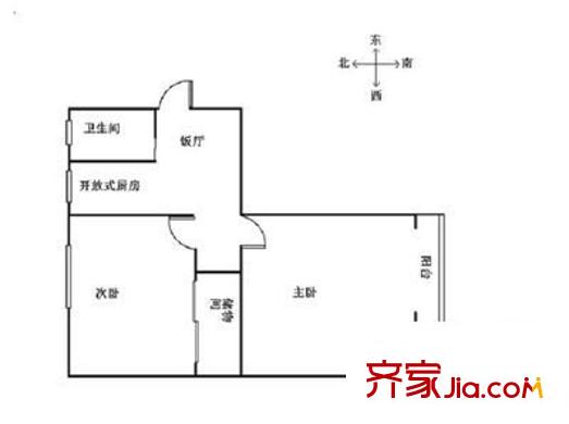 京劇院宿舍 2室 戶型圖