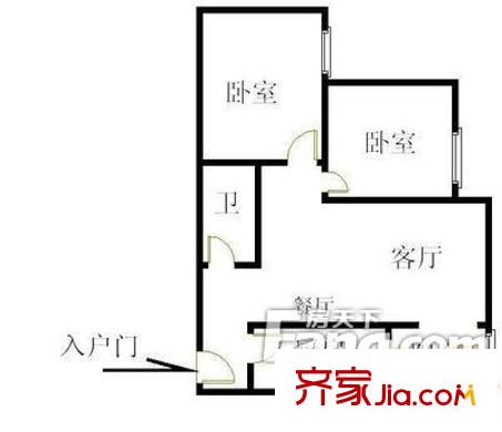 京劇院宿舍戶型圖戶型圖 2室1廳1衛(wèi)1廚