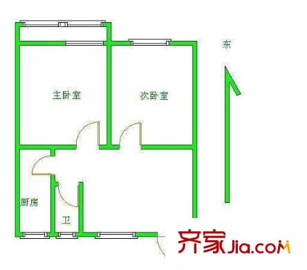 左家庄西街户型图户型图 2室1厅1卫1厨