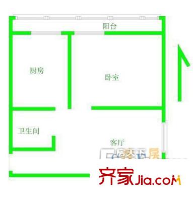 松榆西里户型图户型图 1室1厅1卫1厨