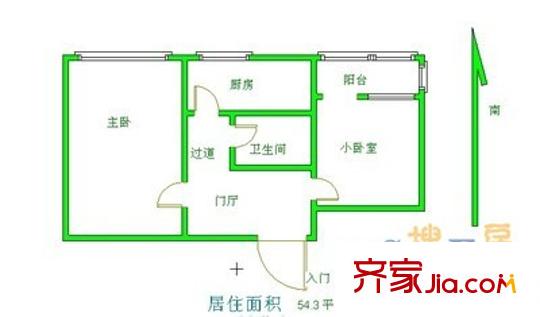 青年湖南街戶型圖戶型圖 2室1廳1衛(wèi)1廚