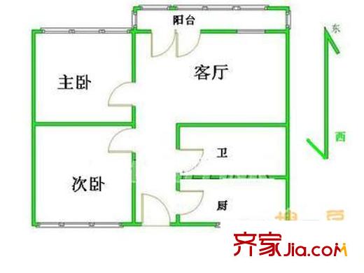 青年湖南街 2室 戶型圖