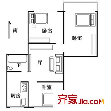 新源南路小区户型图户型图 3室1厅1卫1厨
