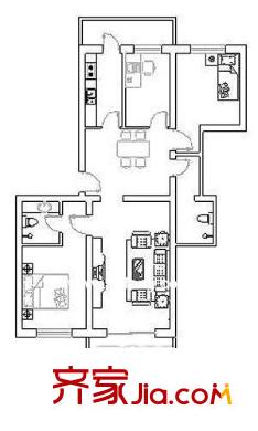 永安家园户型图户型图 3室2厅2卫1厨