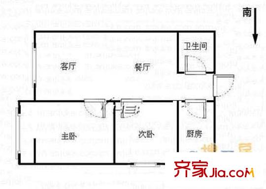 海户西里31号院户型图户型图 2室2厅1卫1厨