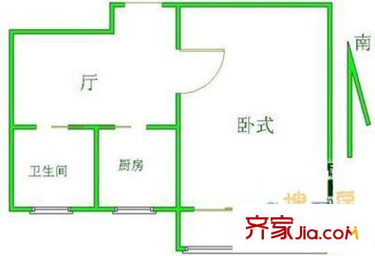 海户西里31号院户型图户型图 1室1厅1卫1厨