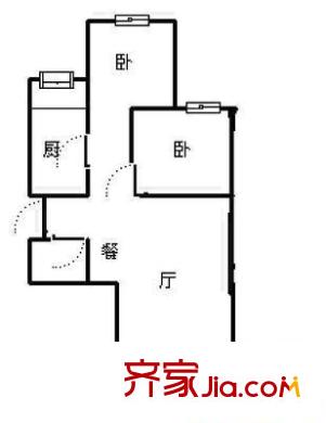 海户西里31号院户型图户型图 2室2厅1卫1厨