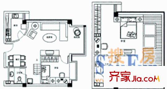 品阁户型图户型图 2室2厅2卫1厨