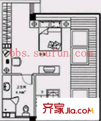 品阁户型图户型图 1室1卫1厨