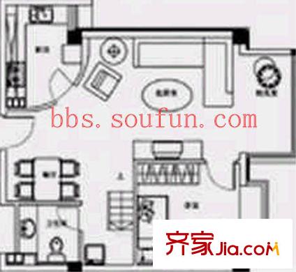 品阁户型图户型图 1室2厅1卫1厨
