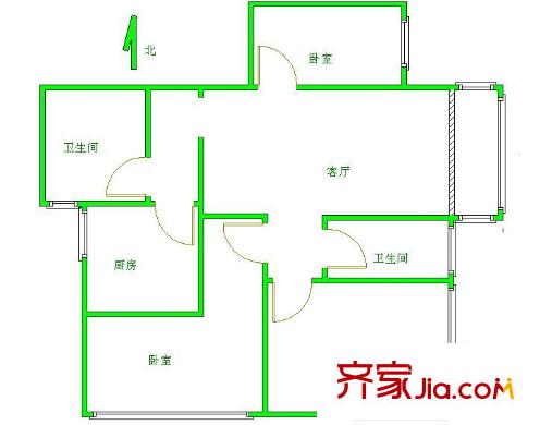 欧陆经典户型图欧陆20-21-02-133平米东南 3室1厅2卫1厨