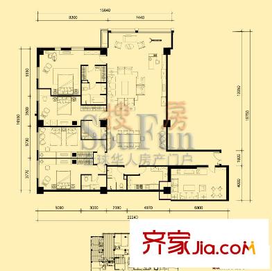 京橋國(guó)際公館戶型圖1號(hào)樓01戶型 4室3廳2衛(wèi)1廚