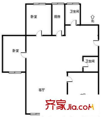 博世庄园户型图户型图 2室1厅2卫1厨
