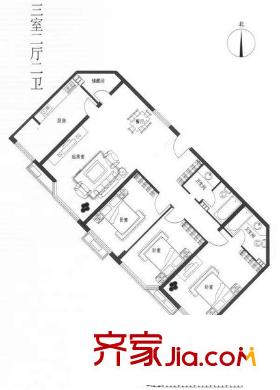 金港国际 3室 户型图
