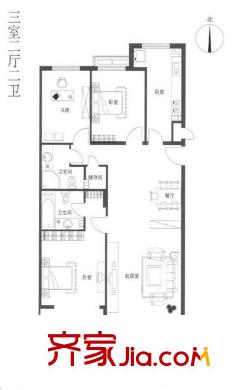 金港国际 3室 户型图