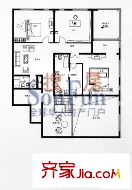 復(fù)地天賦戶型圖2、3#16層G戶型 3室2廳2衛(wèi)1廚