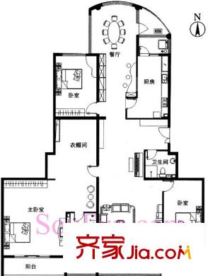耕天下戶型圖戶型圖 3室2廳2衛(wèi)1廚