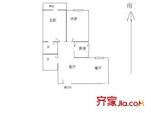 長(zhǎng)椿街感化胡同戶型圖戶型圖 2室2廳2衛(wèi)1廚