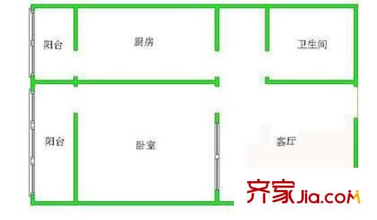 科委宿舍户型图户型图 2室1厅1卫1厨