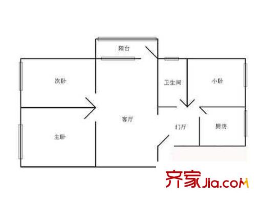 科委宿舍户型图户型图 3室2厅1卫1厨
