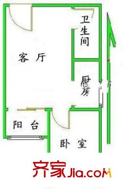 建国里小区 1室 户型图