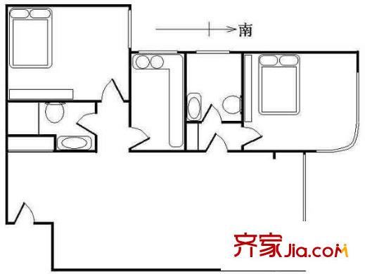 左家庄西街户型图户型图 2室1厅2卫1厨