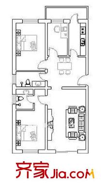 永安家园户型图户型图 3室2厅2卫1厨