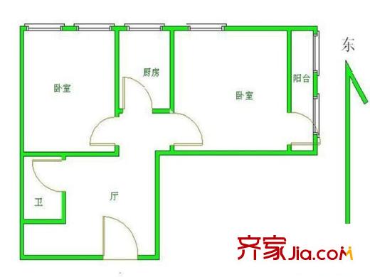 抽屉胡同 2室 户型图