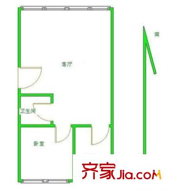 抽屉胡同 1室 户型图