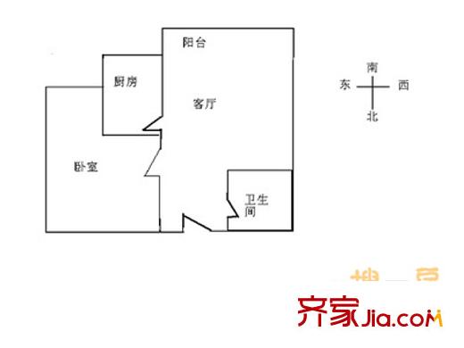 抽屉胡同 1室 户型图