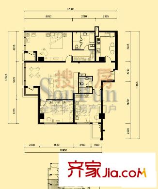 京橋國際公館戶型圖2號樓08戶型 3室1廳2衛(wèi)1廚