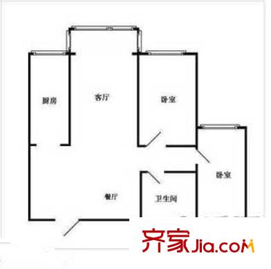 博世庄园户型图户型图 2室1厅1卫1厨