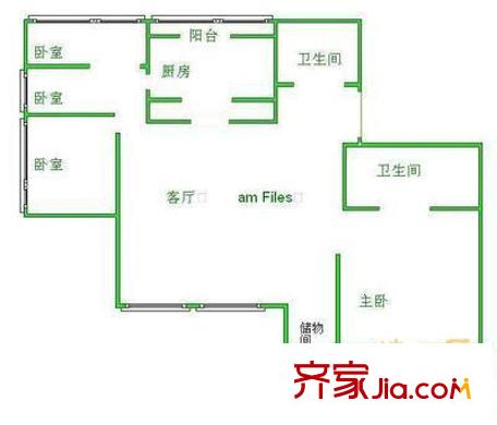 博世庄园户型图户型图 3室1厅2卫1厨