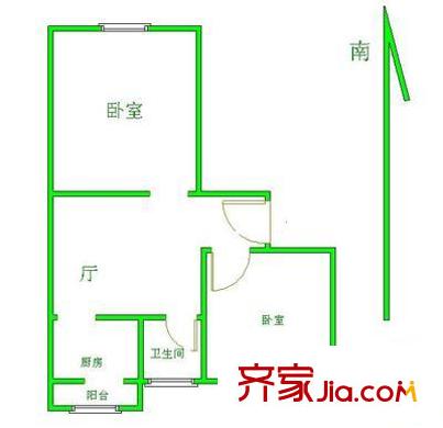 翠微南里户型图户型图 2室1厅1卫1厨