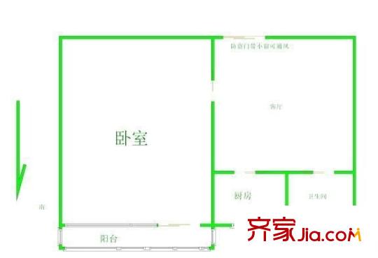 翠微南里户型图户型图 1室1厅1卫1厨