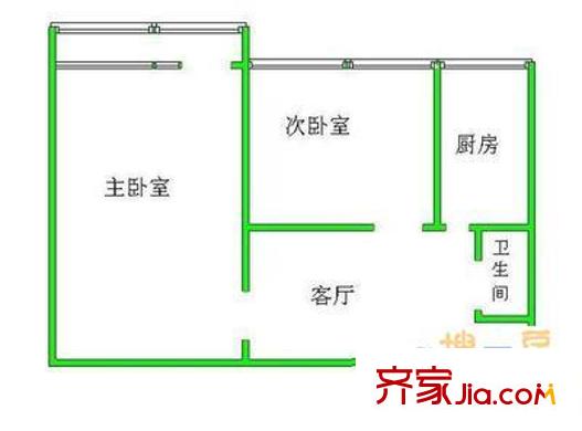 复兴路甲49号院户型图户型图 2室1厅1卫1厨