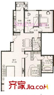 耕天下戶型圖戶型圖 3室2廳2衛(wèi)1廚
