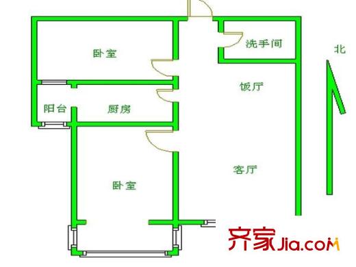 鼎立水岸家园 2室 户型图