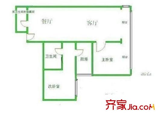 长昆名居户型图户型图 2室2厅1卫1厨