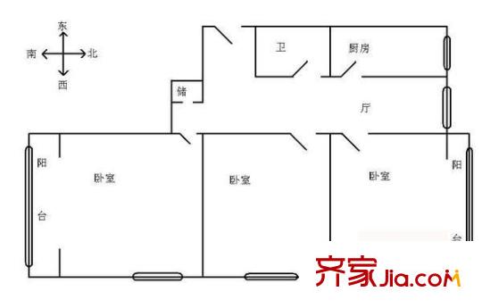 科委宿舍户型图户型图 3室1厅1卫1厨