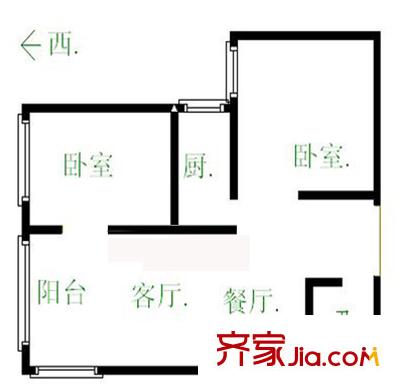 汇新家园户型图户型图 2室2厅1卫1厨