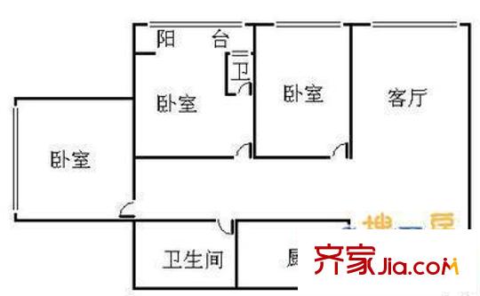 汇新家园户型图户型图 3室2厅2卫1厨