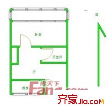 西便門外東大街戶型圖戶型圖 1室1廳1衛(wèi)1廚