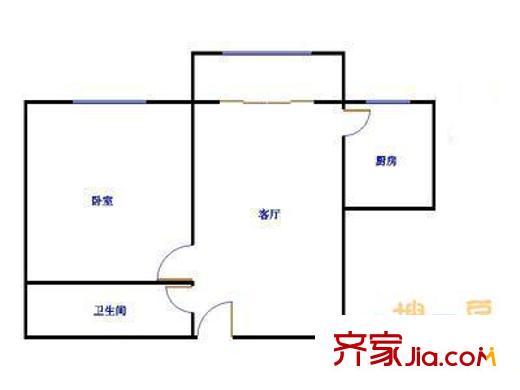 西便門外東大街 1室 戶型圖